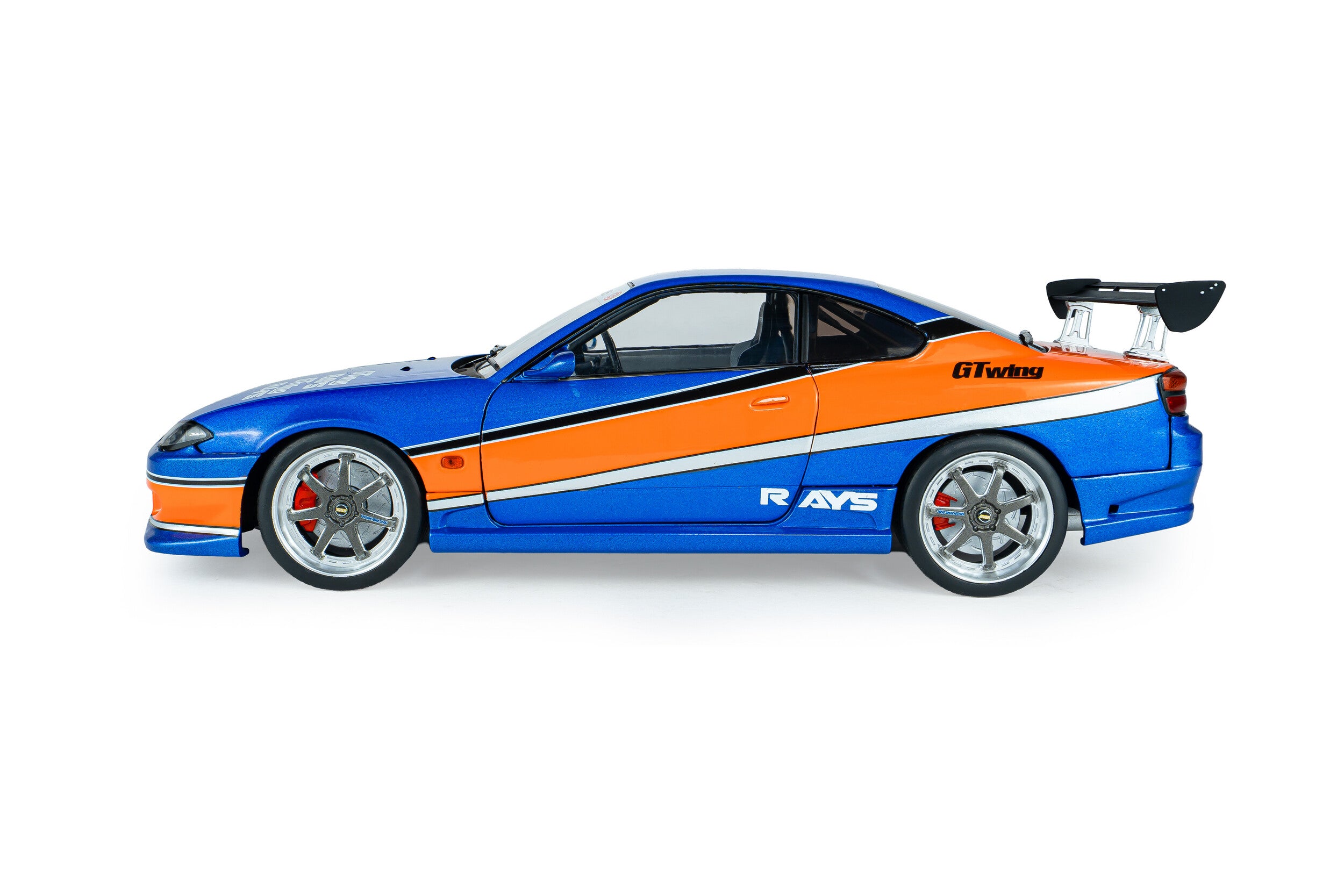 Solido Diecast - 1:18 HAN'S NISSAN SILVIA (S15) SPEC-S MONA LISA 1999 - FAST & FURIOUS III TOKYO DRIFT - BLUE/ORANGE - S1812205A