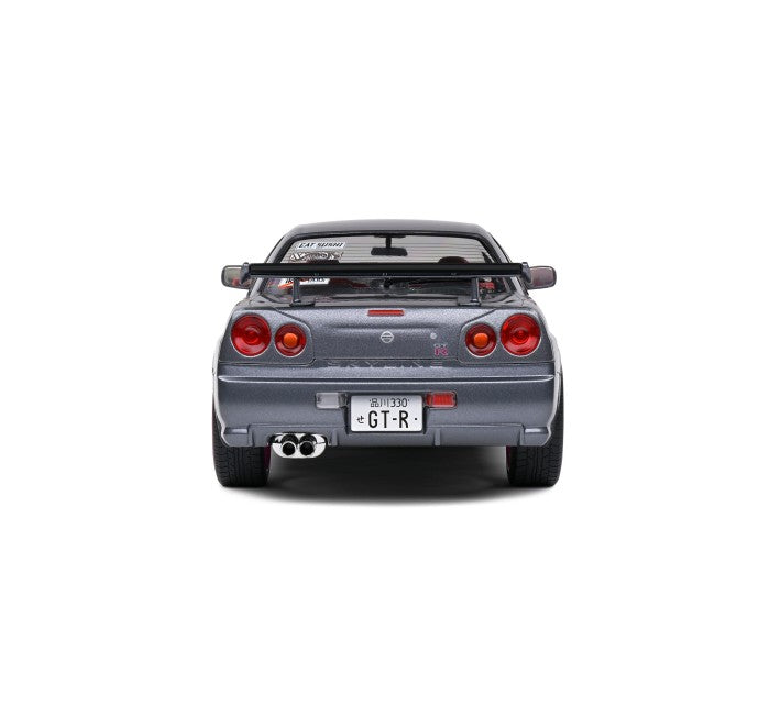 SOLIDO 1:18 Scale Diecast - 1999 Nissan Skyline GT-R (R34), Grey/Purple - S1804310