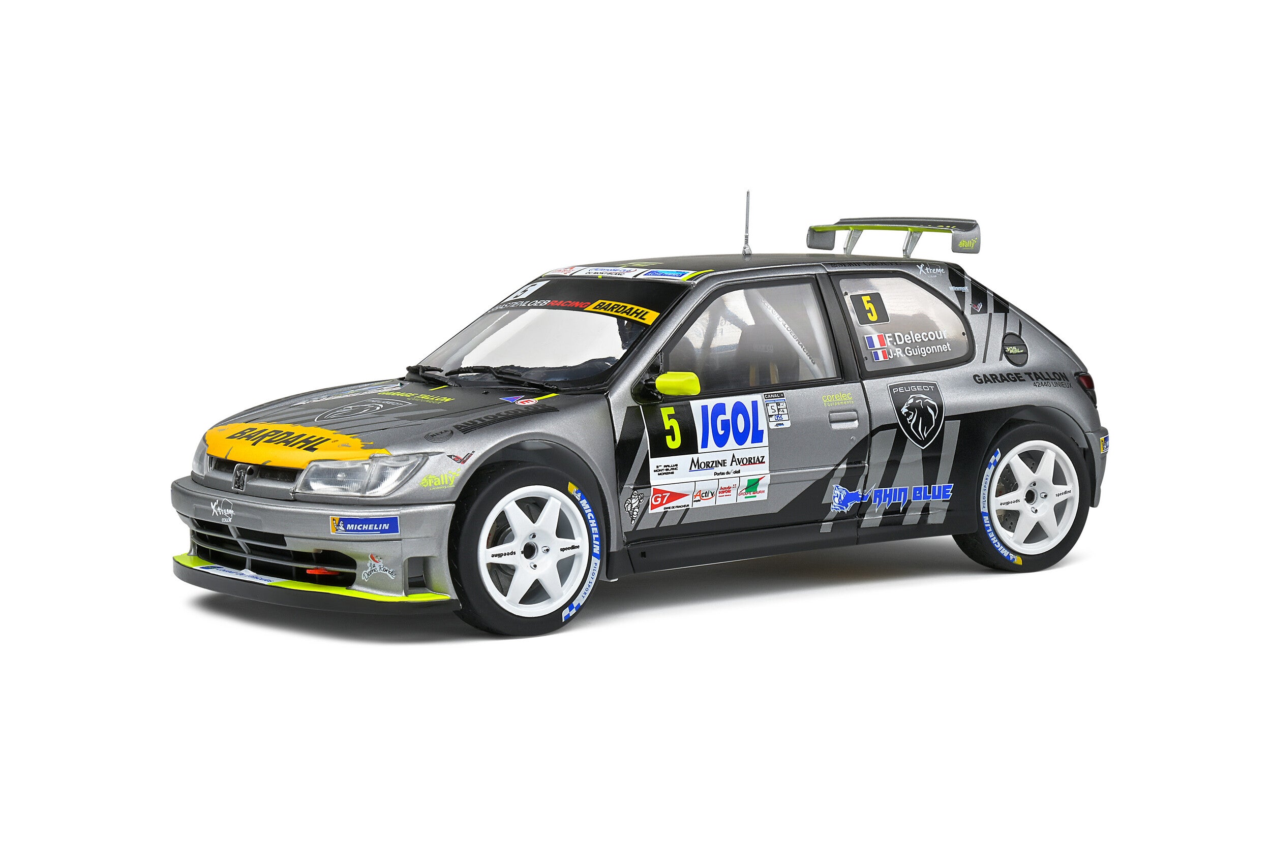 SOLIDO 1:18 Scale Diecast - Peugeot 306 Maxi #5 Rally Mont Blanc 2021 Delecour