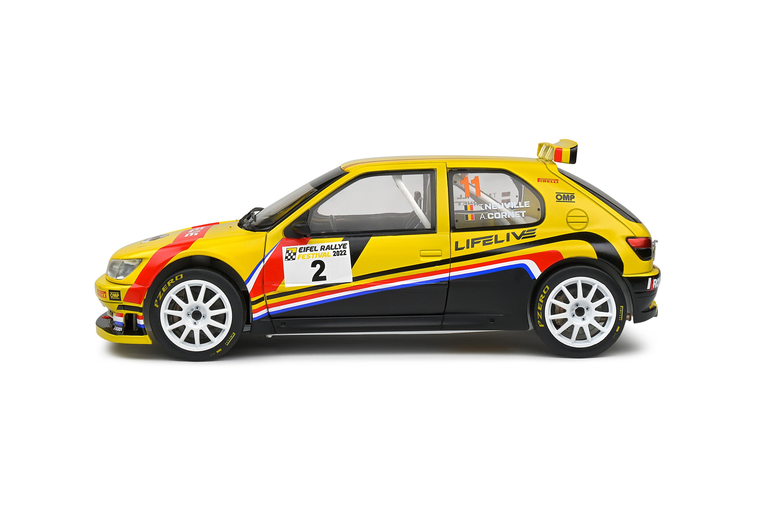 SOLIDO 1:18 Scale Diecast - Peugeot 306 Maxi EIFEL RALLYE FESTIVAL – 2022 – #2 T.NEUVILLE/A.CORNET