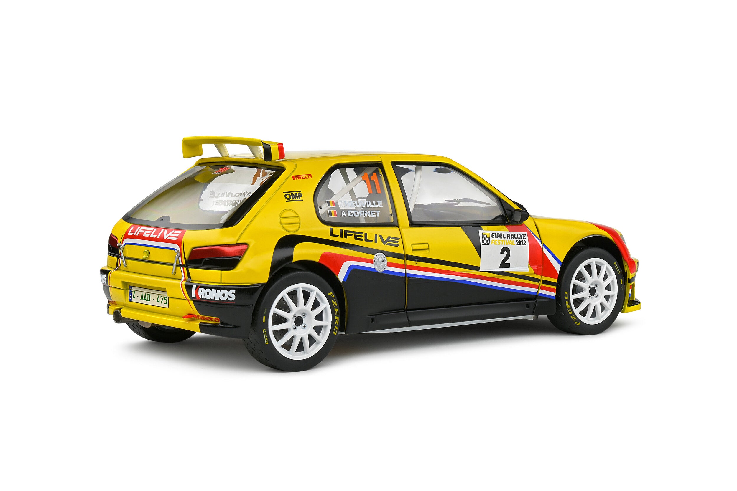 SOLIDO 1:18 Scale Diecast - Peugeot 306 Maxi EIFEL RALLYE FESTIVAL – 2022 – #2 T.NEUVILLE/A.CORNET