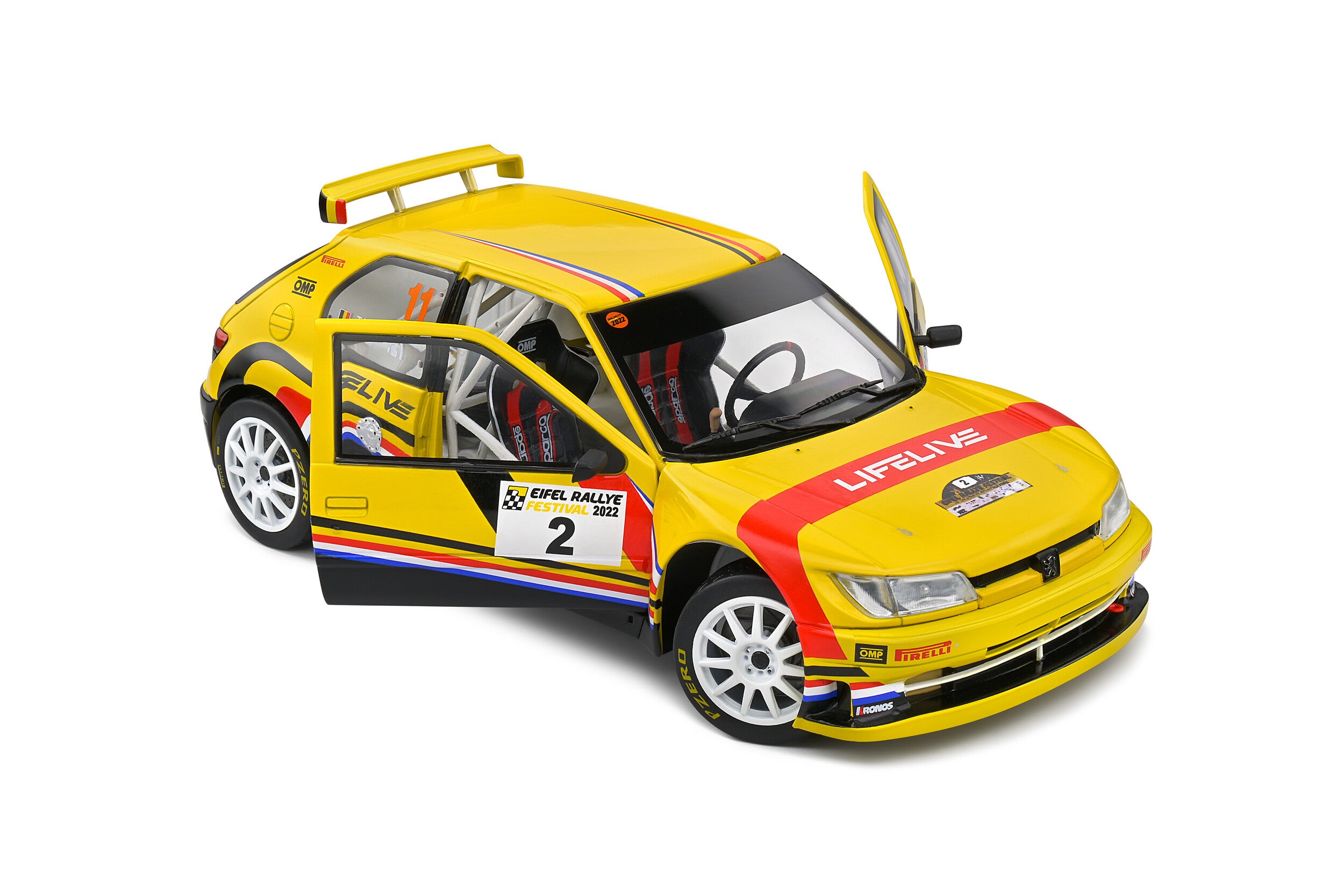 SOLIDO 1:18 Scale Diecast - Peugeot 306 Maxi EIFEL RALLYE FESTIVAL – 2022 – #2 T.NEUVILLE/A.CORNET