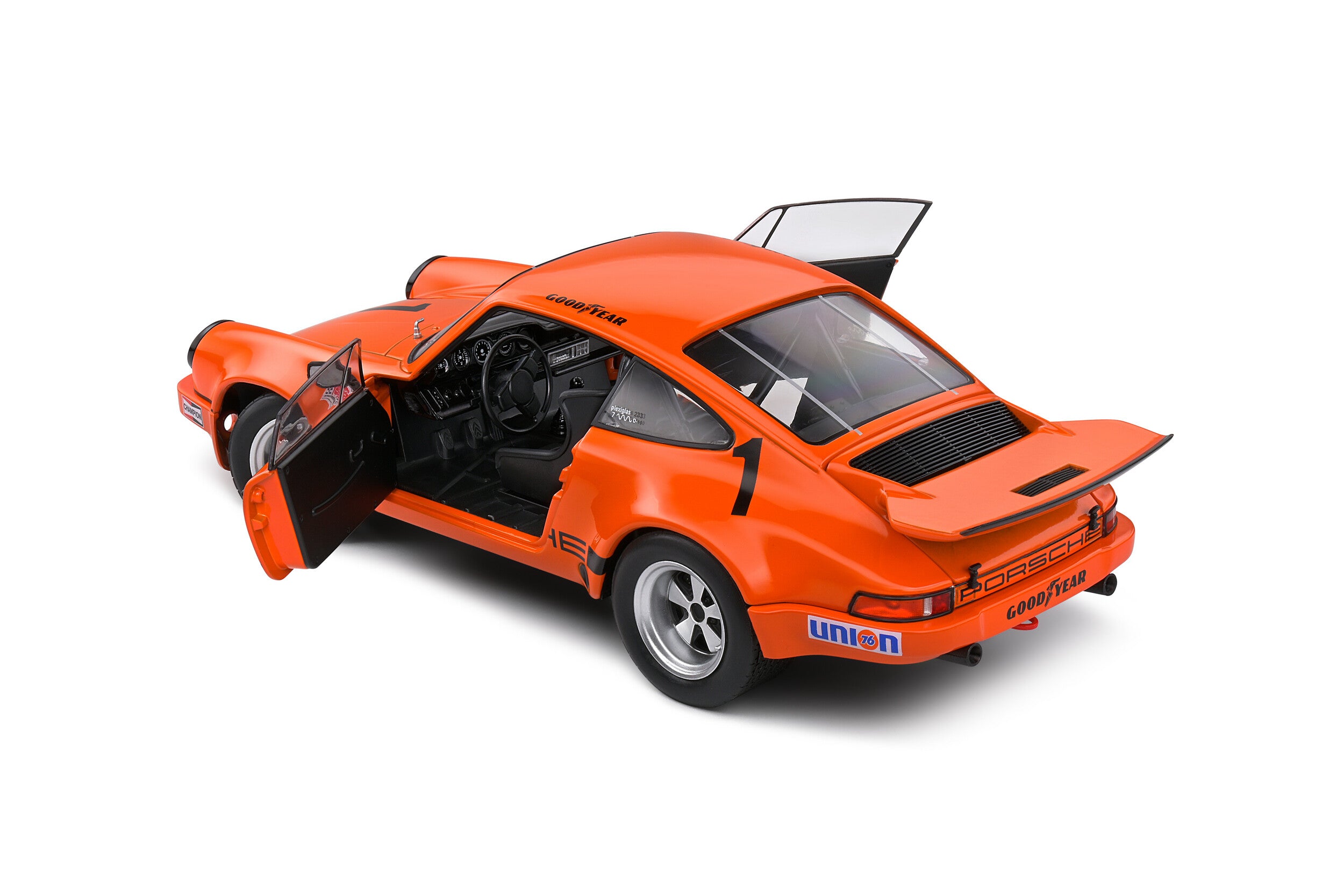 SOLIDO 1:18 Scale Diecast, Porsche 911 IROC 1974 Daytona - Follmer #1, Orange - S1810701