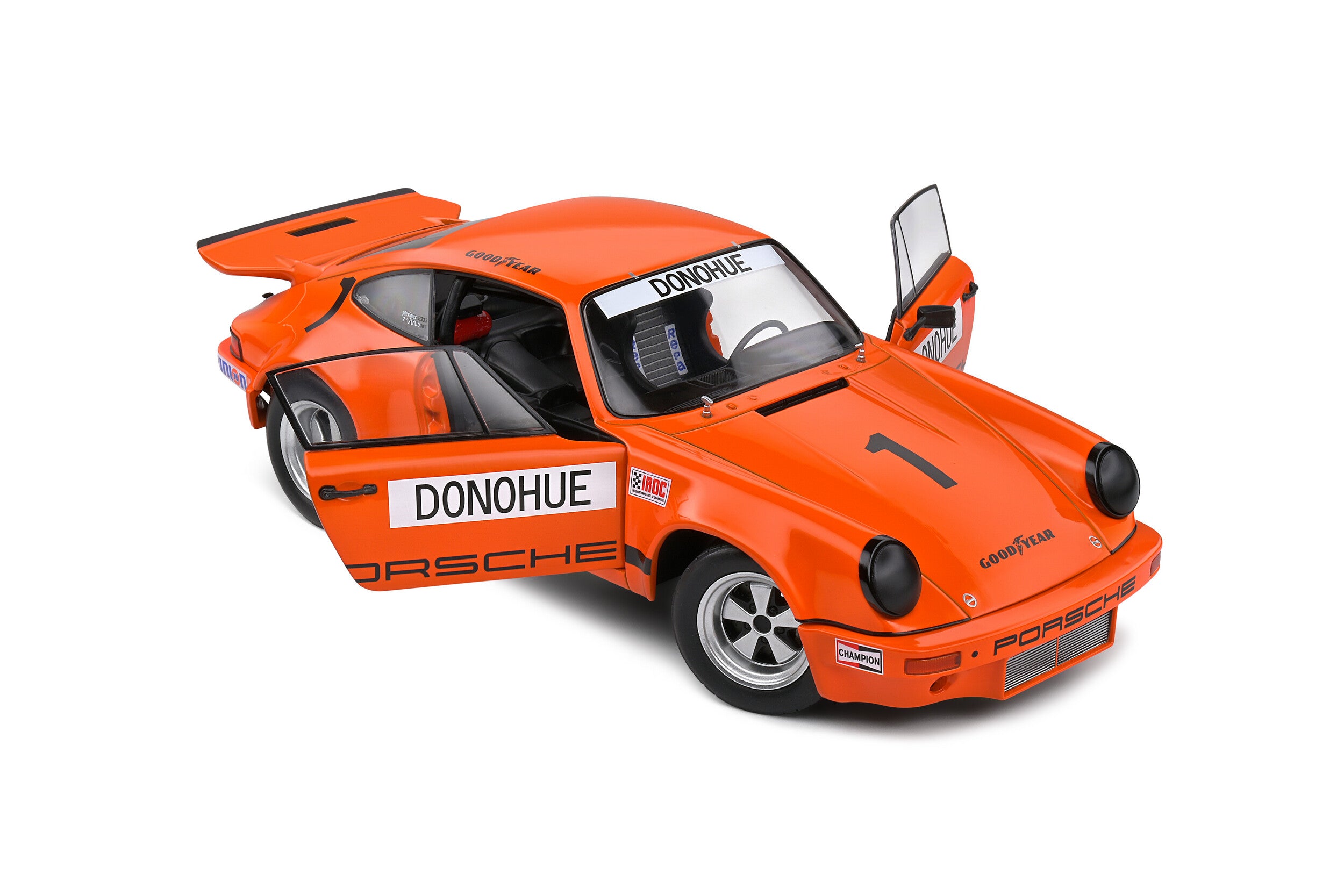 SOLIDO 1:18 Scale Diecast, Porsche 911 IROC 1974 Daytona - Follmer #1, Orange - S1810701