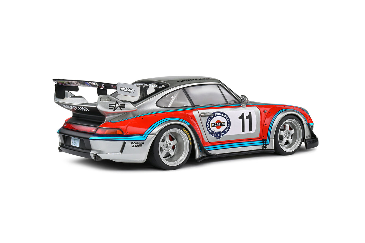 SOLIDO 1:18, 2020 Porsche 911 (964) RWB Bodykit Martini - Grey / Silve