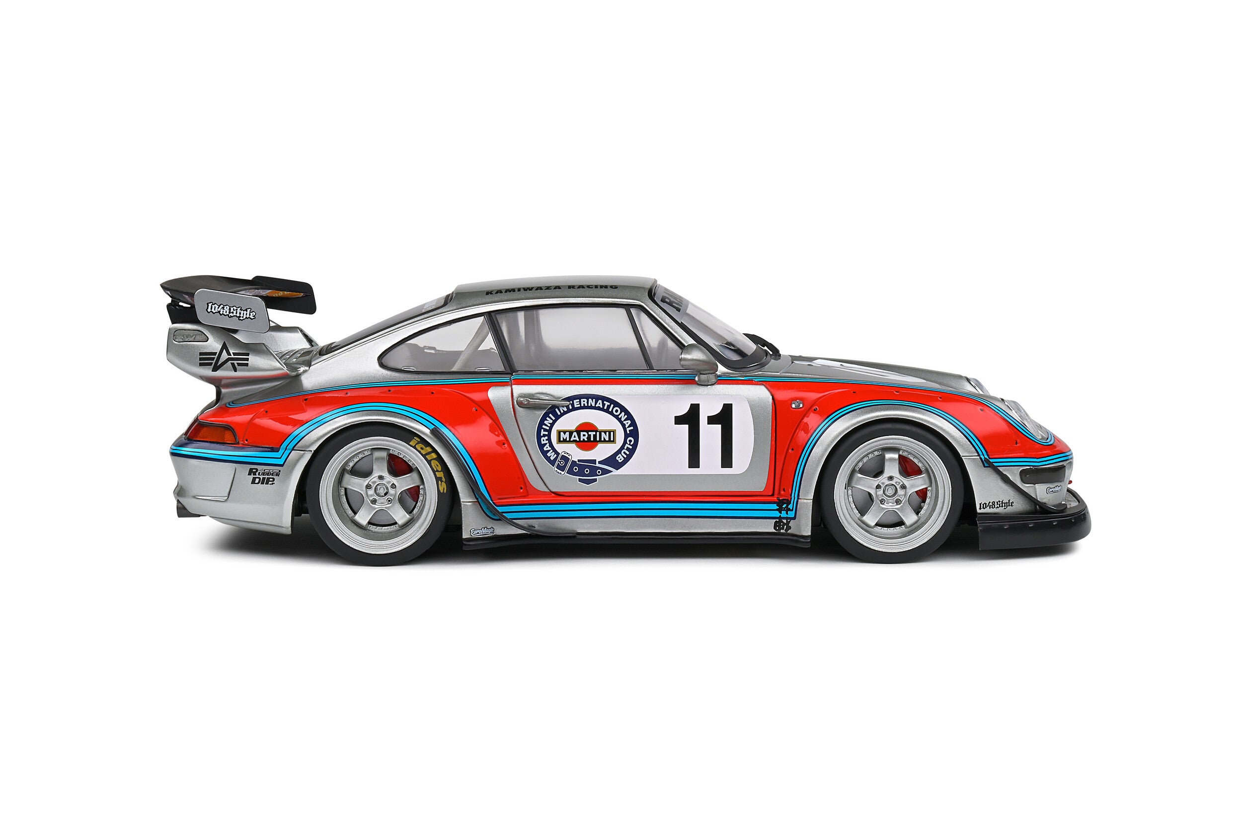 SOLIDO 1:18, 2020 Porsche 911 (964) RWB Bodykit Martini - Grey / Silver