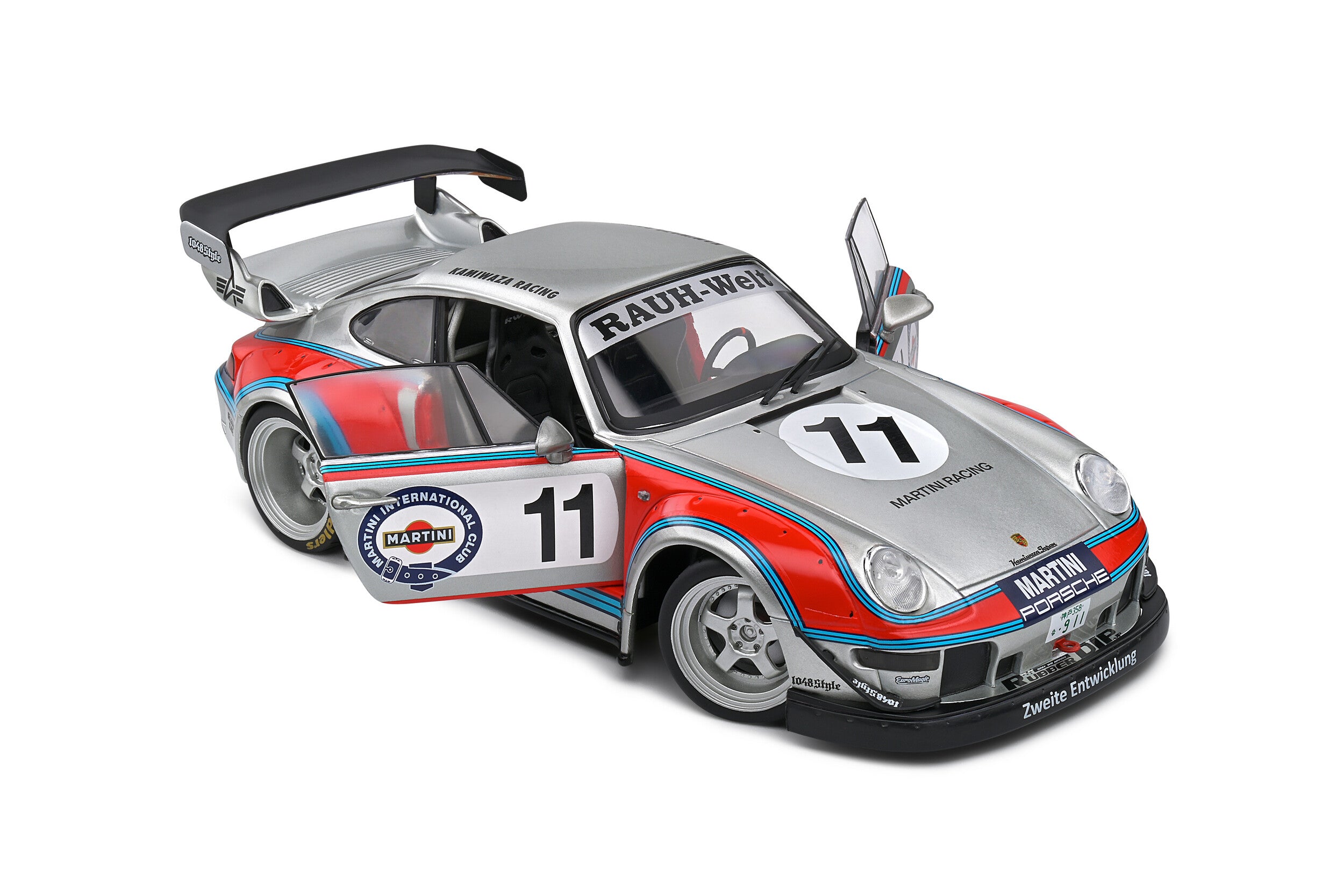 SOLIDO 1:18, 2020 Porsche 911 (964) RWB Bodykit Martini - Grey / Silver