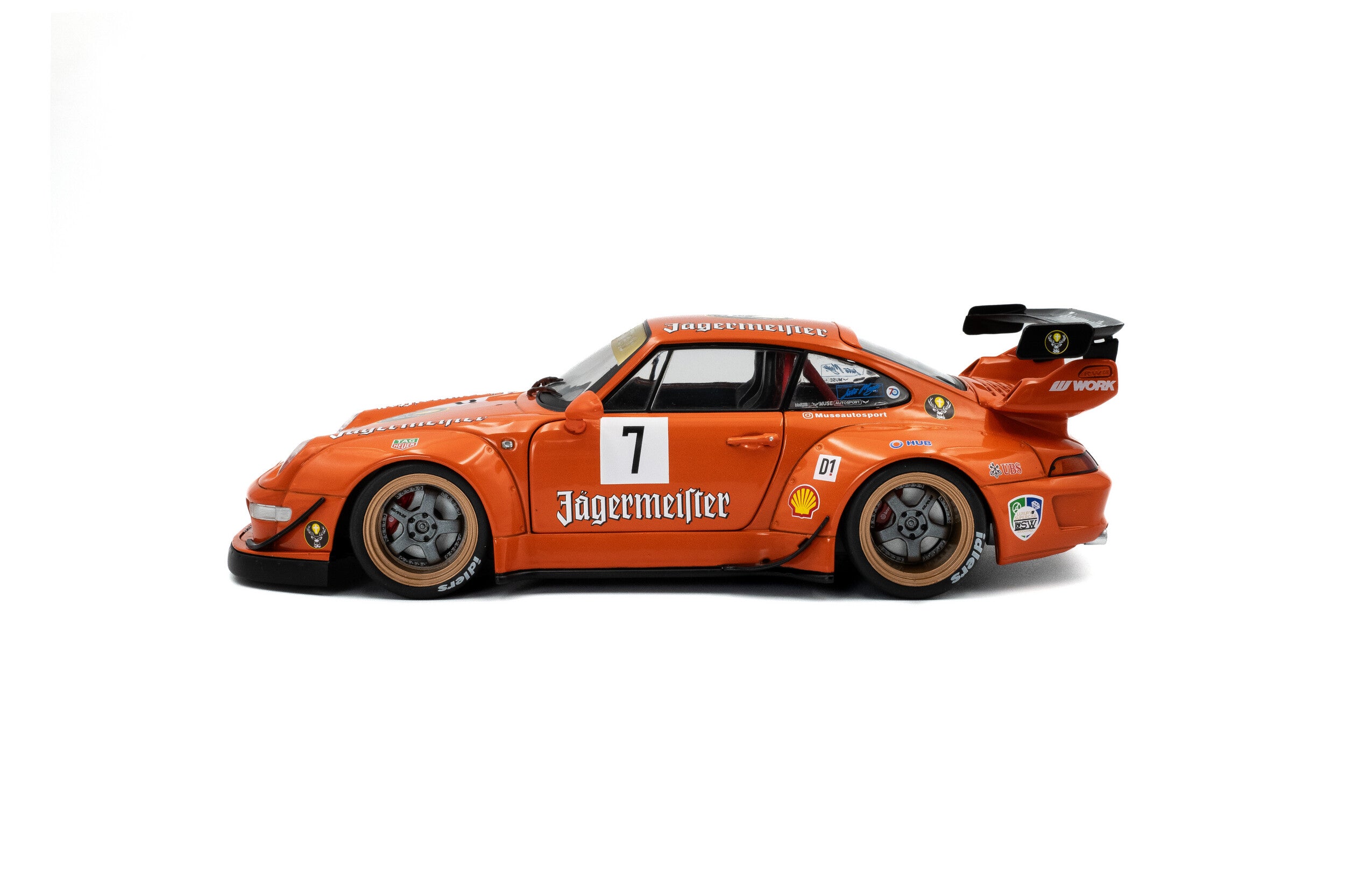SOLIDO 1:18 Scale Diecast Model, 2020 Porsche RWB Jagermeister #7 - Orange - S1808506