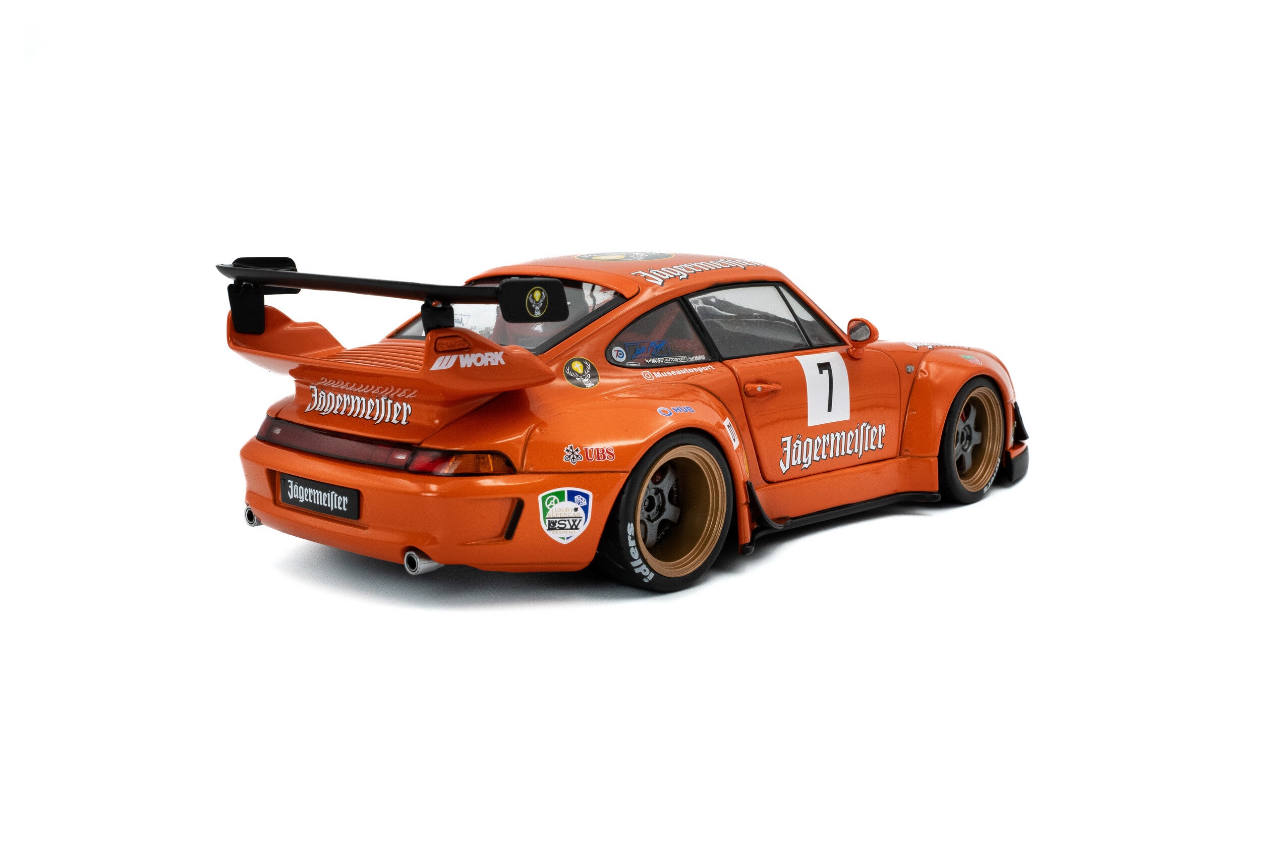 SOLIDO 1:18 Scale Diecast Model, 2020 Porsche RWB Jagermeister #7 - Orange - S1808506