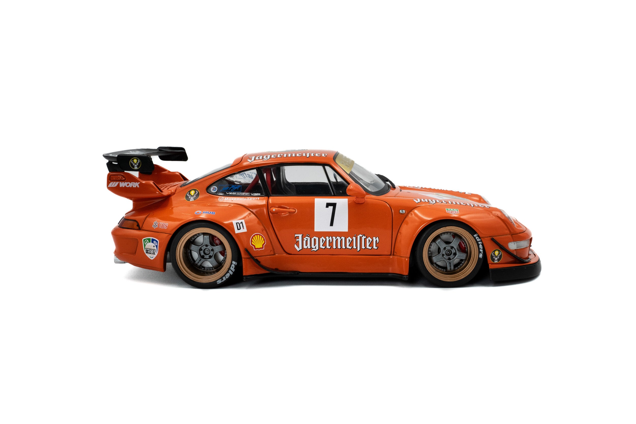 SOLIDO 1:18 Scale Diecast Model, 2020 Porsche RWB Jagermeister #7 - Orange - S1808506