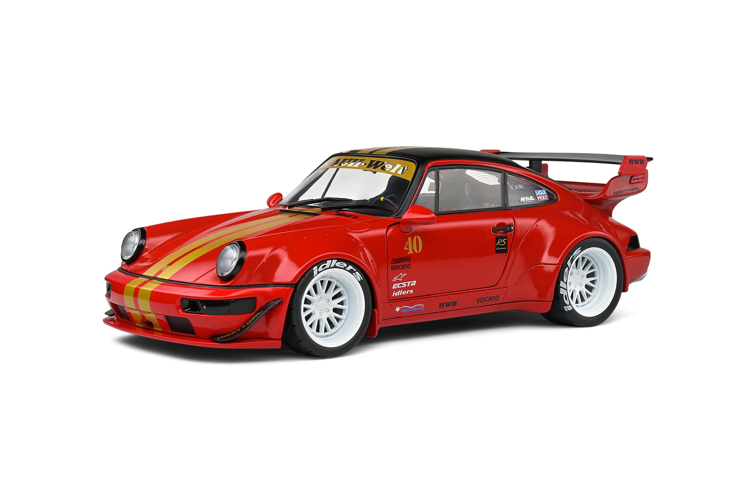 SOLIDO 1:18 Scale Diecast Model, Porsche 911 (964) RWB Rauh Welt - Sakura - Red