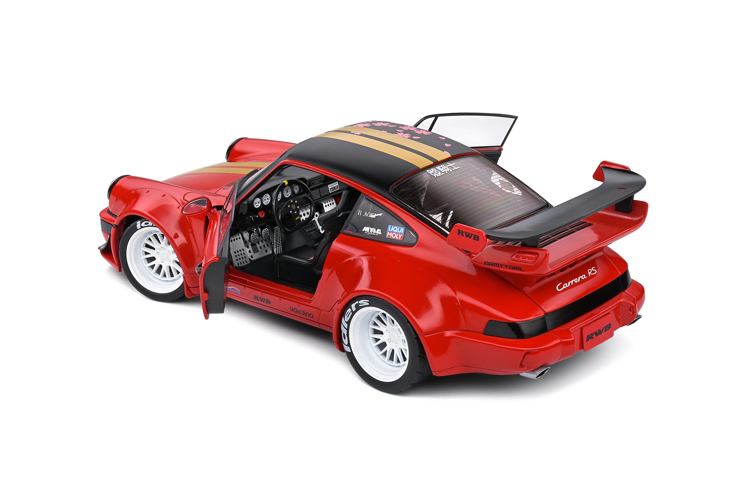 SOLIDO 1:18 Scale Diecast Model, Porsche 911 (964) RWB Rauh Welt - Sakura - Red