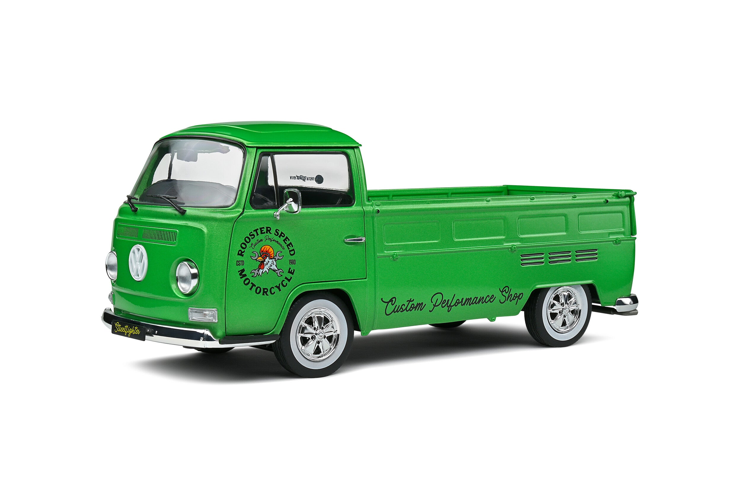SOLIDO 1:18 Scale Diecast Model Car, 1968 Volkswagen VW T2 Pick Up, Green Custom - S1809401