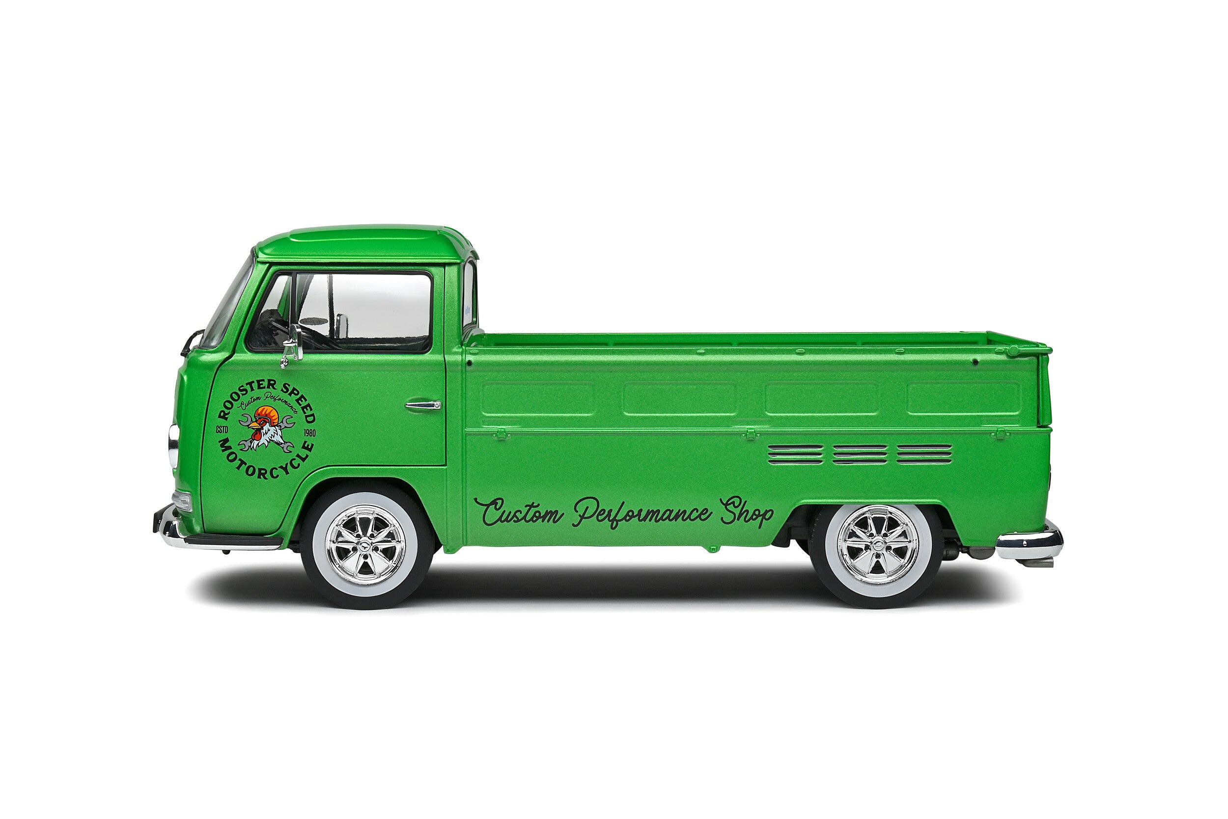 SOLIDO 1:18 Scale Diecast Model Car, 1968 Volkswagen VW T2 Pick Up, Green Custom - S1809401