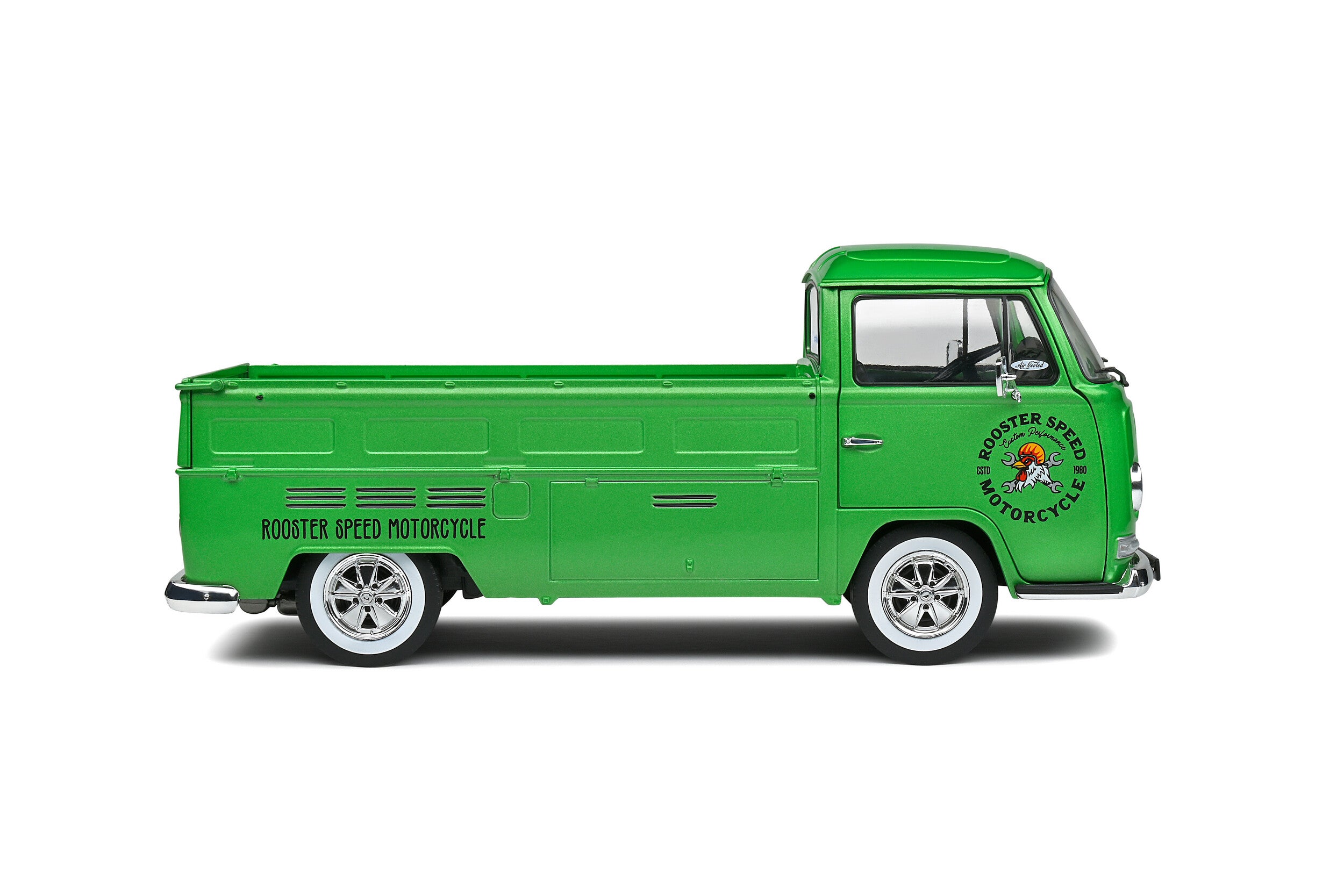 SOLIDO 1:18 Scale Diecast Model Car, 1968 Volkswagen VW T2 Pick Up, Green Custom - S1809401