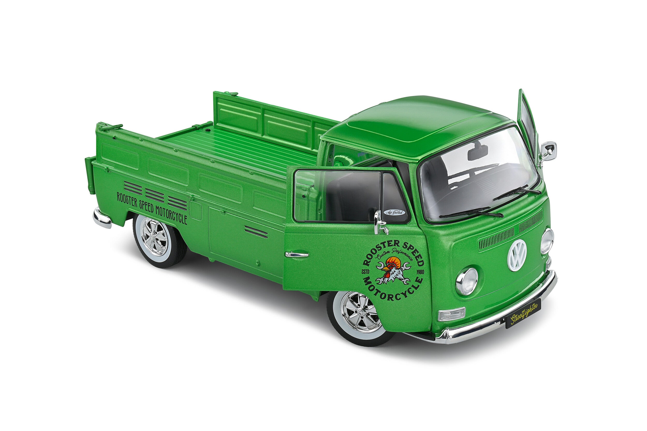 SOLIDO 1:18 Scale Diecast Model Car, 1968 Volkswagen VW T2 Pick Up, Green Custom - S1809401