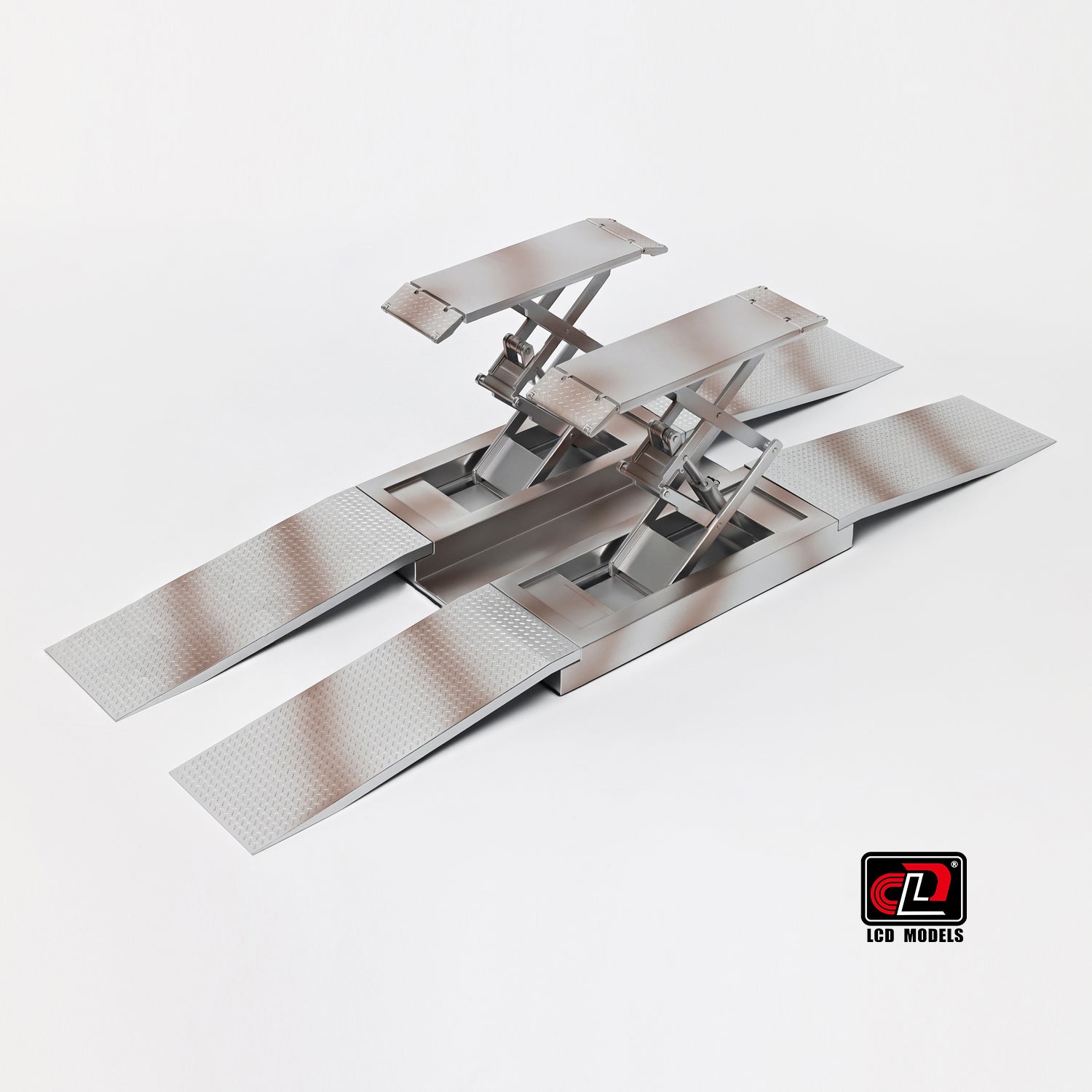 LCD 1:18 Scale - Diecast Scissor Lift, Ramp Garage Accessory, Silver - 18018S