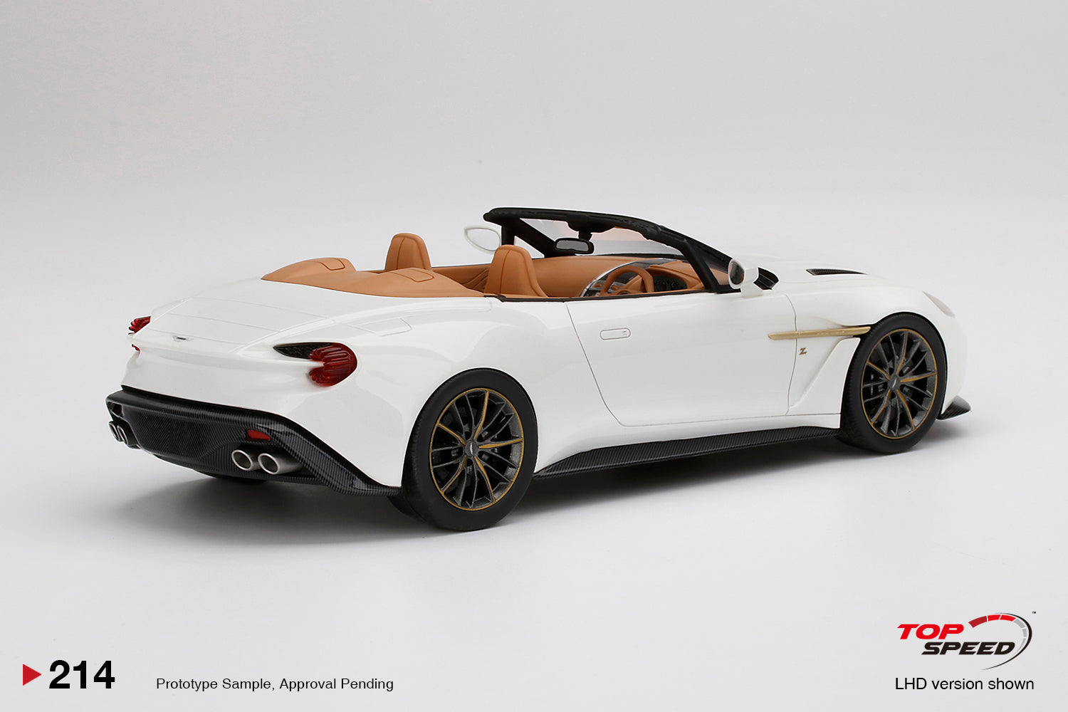 Top Speed 1:18 Scale Resin,  Aston Martin Vanquish Zagato Volante, Escaping White - TSM TS0214