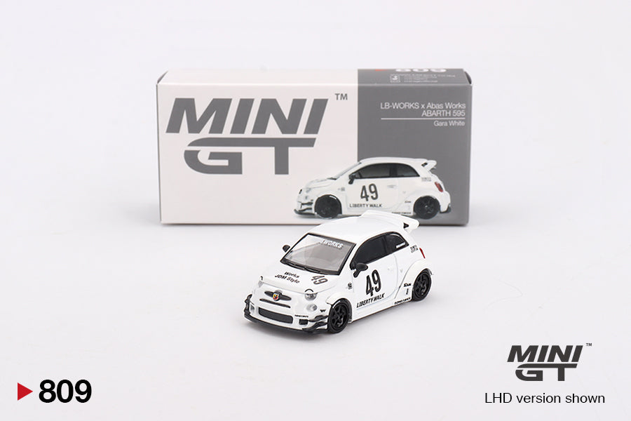Mini GT 1:64 Diecast - FIAT ABARTH 595 LB-WORKS X ABAS WORKS, White (LHD) - MGT00809