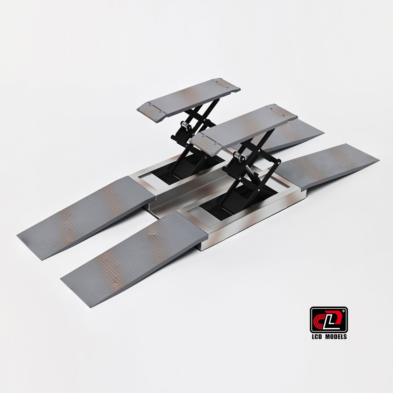 LCD 1:18 Scale - Diecast Scissor Lift, Ramp Garage Accessory, Grey - 18018GY