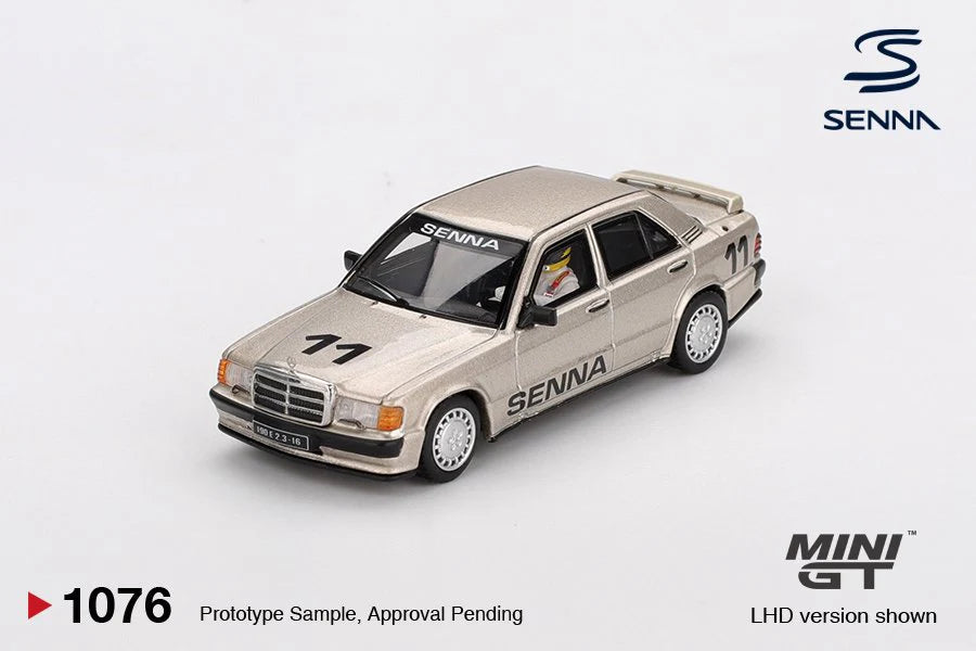Mini GT 1:64 Diecast - MERCEDES-BENZ 190 E 2.3-16 NO.11 AYRTON SENNA 1984 NURBURGRING RACE OF CHAMPIONS WITH FIGURE - MGT01076 - MGT01076-L