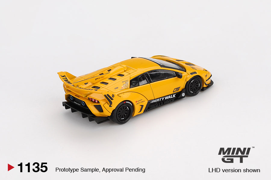 Mini GT 1:64 Diecast - Lamborghini LB-Silhouette Works Murcielago GT EVO, RHD, Yellow - MGT01135-R