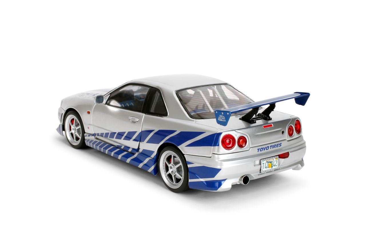Jada Diecast - 1:18 Brian's Nissan Skyline GT-R (BNR34) "Fast & Furious" Silver/Blue- 37771