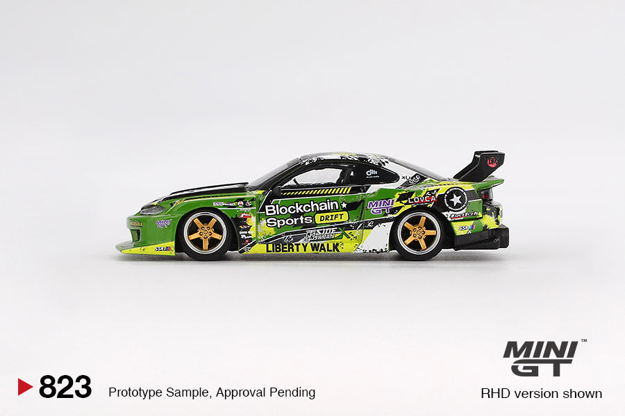 Mini GT 1:64 Diecast - Nissan LB-Super Silhouette S15 SILVIA #555 V2 2024 Formula Drift Japan, Green - MGT00823-R