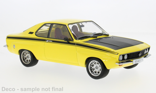 MCG 1:18 Scale Diecast - 1974 Opel Manta A Irmscher, Yellow/Black- MCG18426