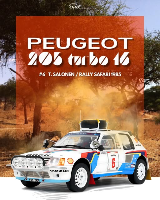 OTTO 1:18 Scale Resin - Peugeot 205 T16 Turbo, Safari Rally 1985 - White - OT1161