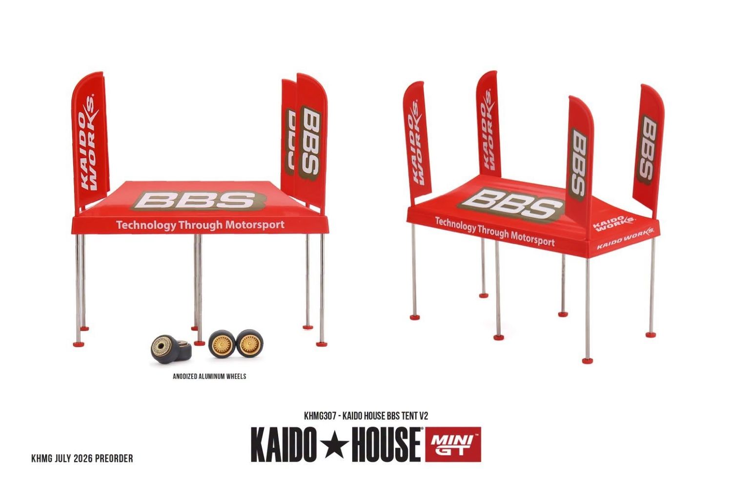Mini GT 1:64 Kaido House - Kaido House BBS Tent V2, Red/White - KHMG307