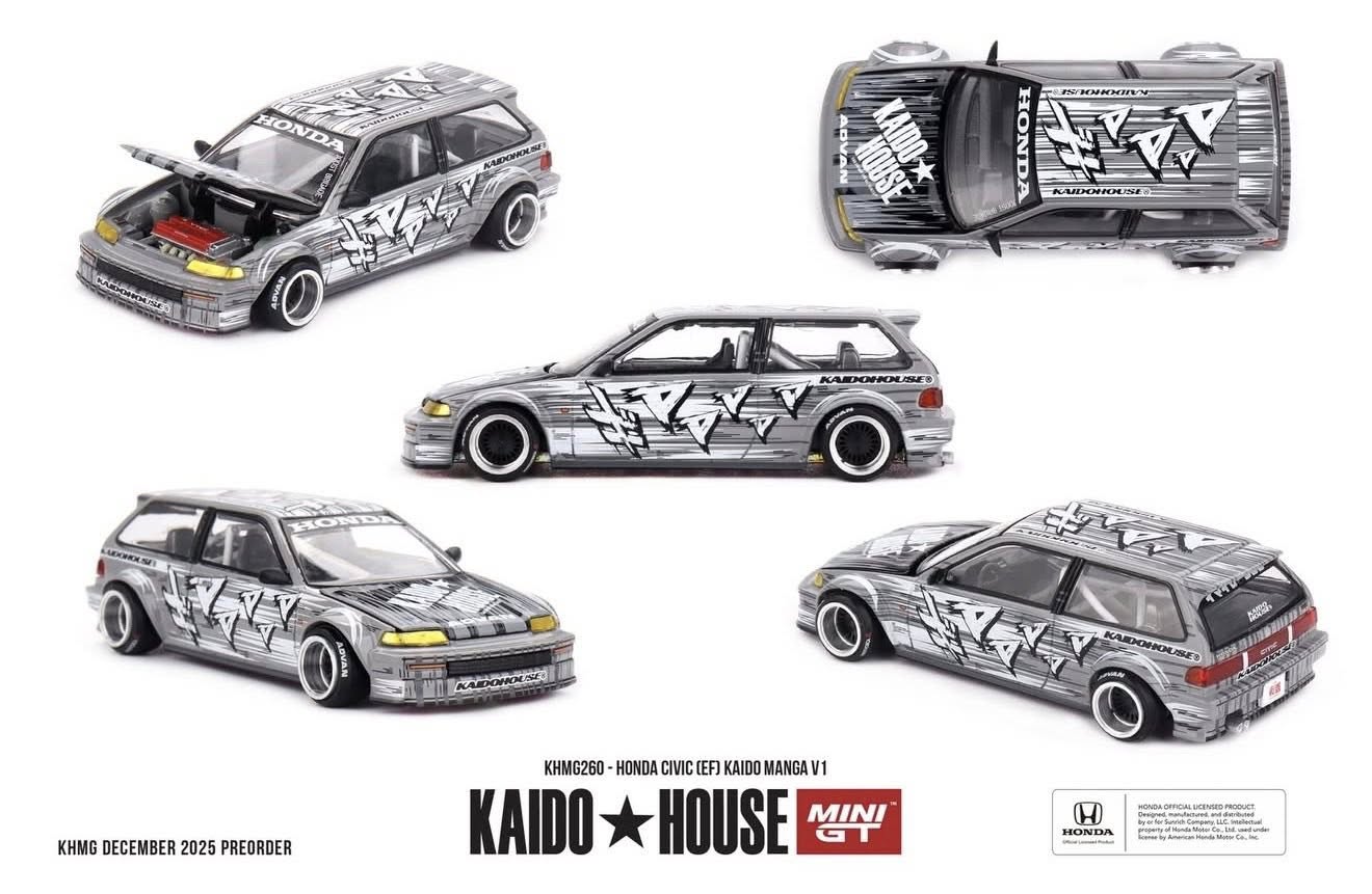 Mini GT 1:64 Kaido House - HONDA CIVIC (EF) KAIDO MANGA V1, Grey - KHMG260