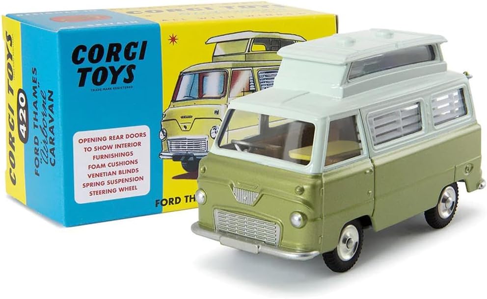 Corgi Model Club 1:43 - Ford Thames "Airborne" Caravan, Green, 420