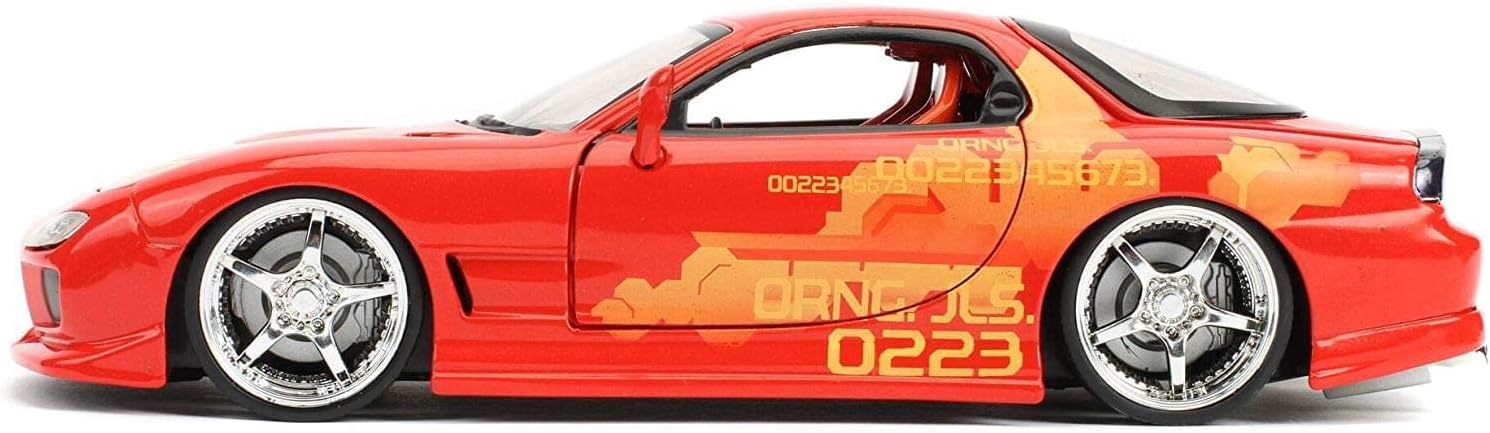 FAST & FURIOUS Orange JLS Mazda RX-7 1:24 SCALE DIECAST opening parts Jada 30747