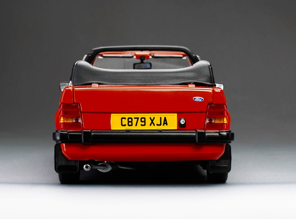 SUNSTAR 1:18 Scale - 1983 Ford Escort Mk3 XR3i Cabriolet in Sunburst Red (RHD) - 4989R