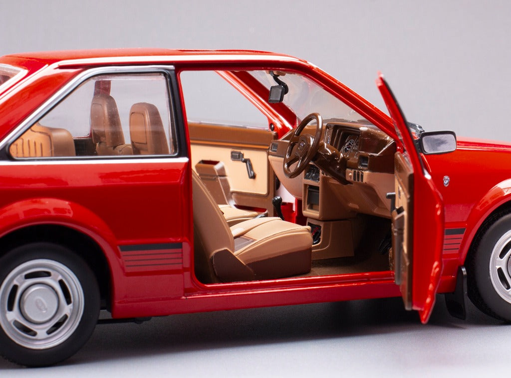 SUNSTAR 1:18 Scale - 1981 Ford Escort Mk3 Ghia in Red - RHD UK EXCLUSIVE, 360 pcs - 5031R