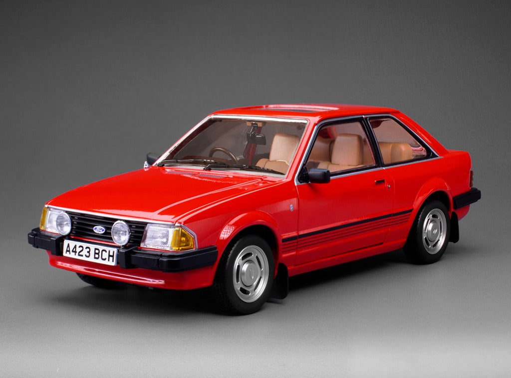 SUNSTAR 1:18 Scale - 1981 Ford Escort Mk3 Ghia in Red - RHD UK EXCLUSIVE, 360 pcs - 5031R