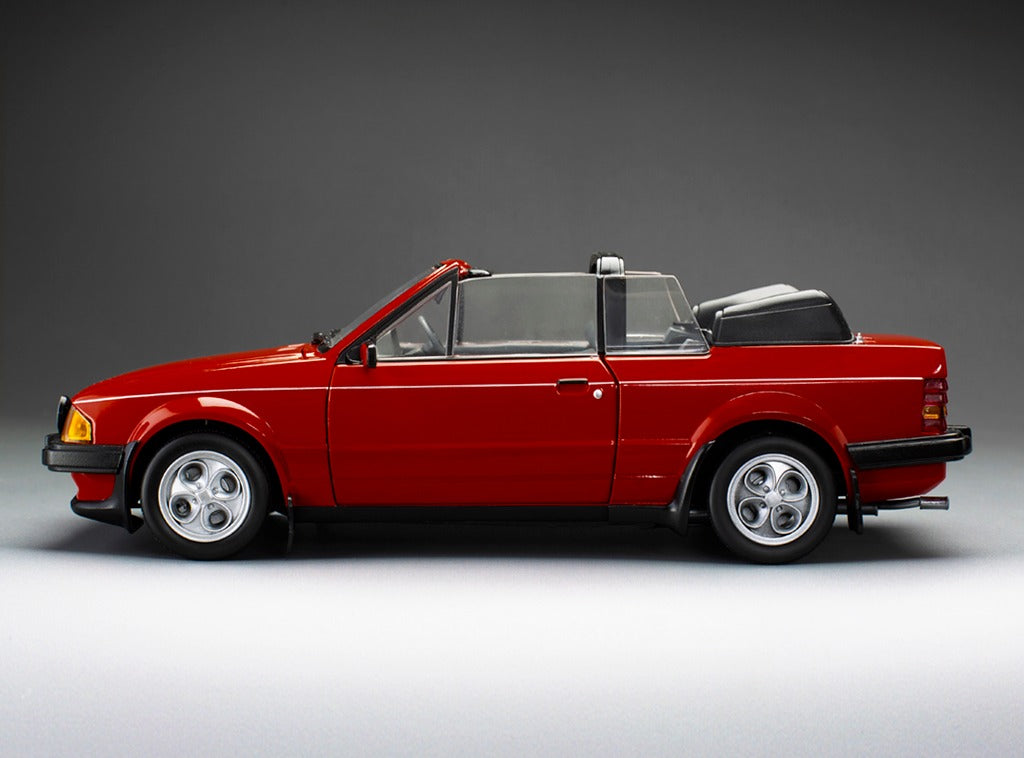 SUNSTAR 1:18 Scale - 1983 Ford Escort Mk3 XR3i Cabriolet in Sunburst Red (RHD) - 4989R