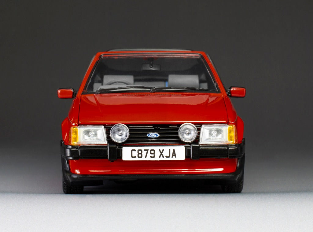 SUNSTAR 1:18 Scale - 1983 Ford Escort Mk3 XR3i Cabriolet in Sunburst Red (RHD) - 4989R