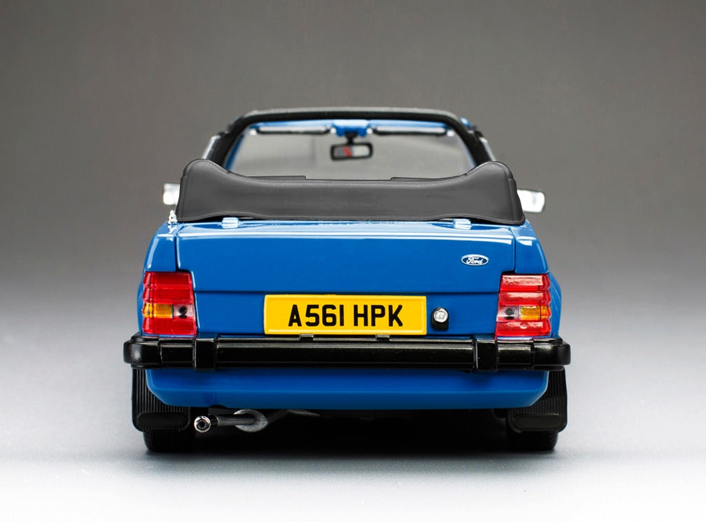 SUNSTAR 1:18 Scale - 1983 Ford Escort Mk3 XR3i Cabriolet in Azure Blue (RHD) - 4988R