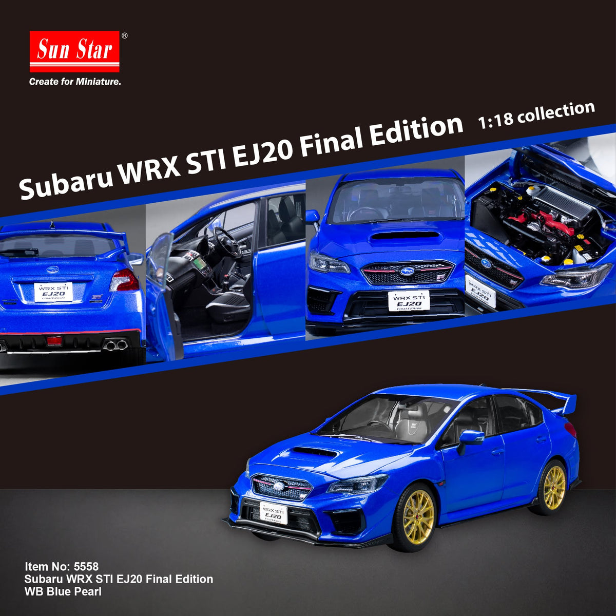 Sunstar 1:18 - Subaru WRX STI EJ20 Final Edition - WB Blue Pearl - 5558