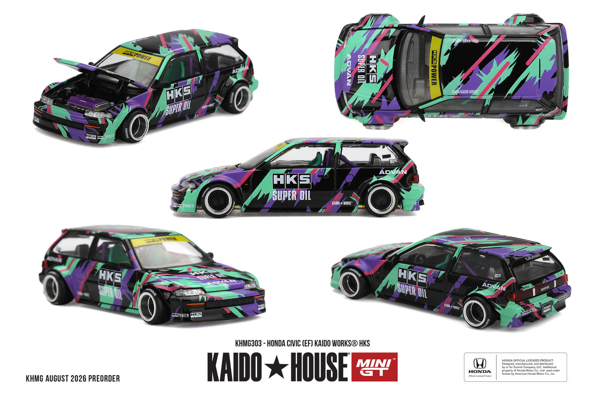 Mini GT 1:64 Kaido House - HONDA CIVIC (EF) KAIDO WORKS HKS - KHMG303