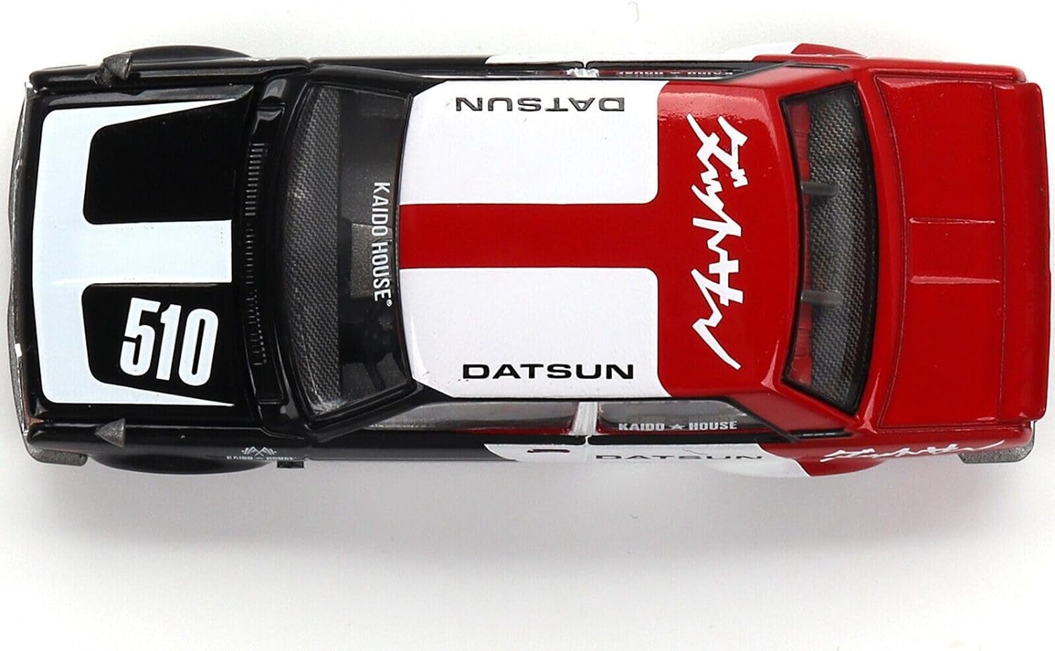 Mini GT 1:64 Scale Kaido House Datsun Street 510 Racing V1 - White/Black/Red - KHMG102