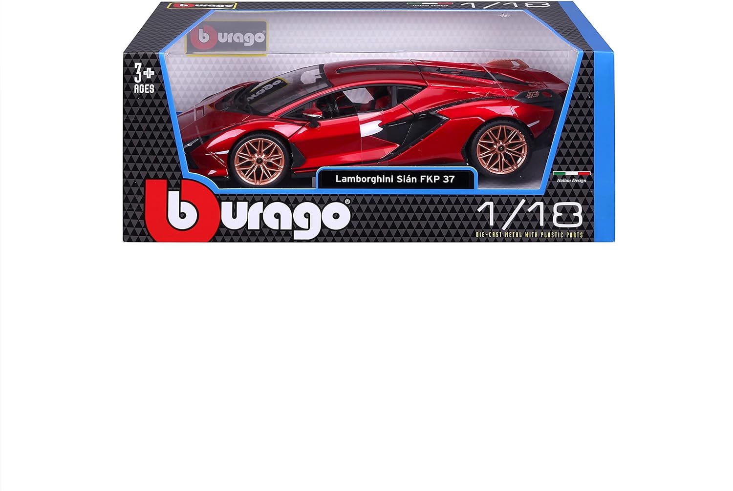 BBURAGO 1:18 Scale - Lamborghini Sian FKP 37 2019 in Red - Diecast Model Car