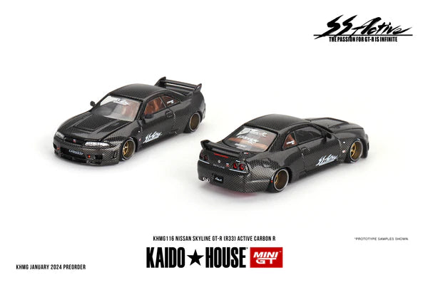 Mini Gt Kaido House 1:64 Nissan Skyline GT-R (R33) Active Carbon R - KHMG116