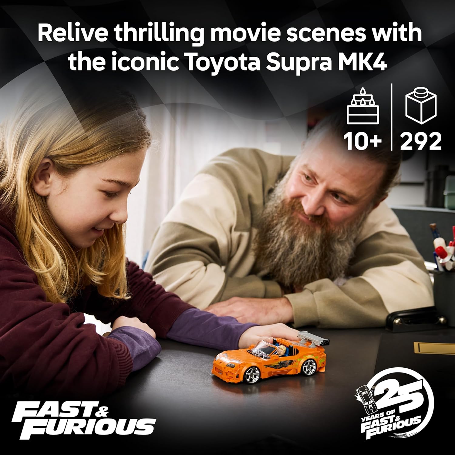LEGO Speed Champions The Fast and The Furious Toyota Supra MK4 Car - Model Kit with Bryan O'Conner Minifigure - Age 9+, 77260