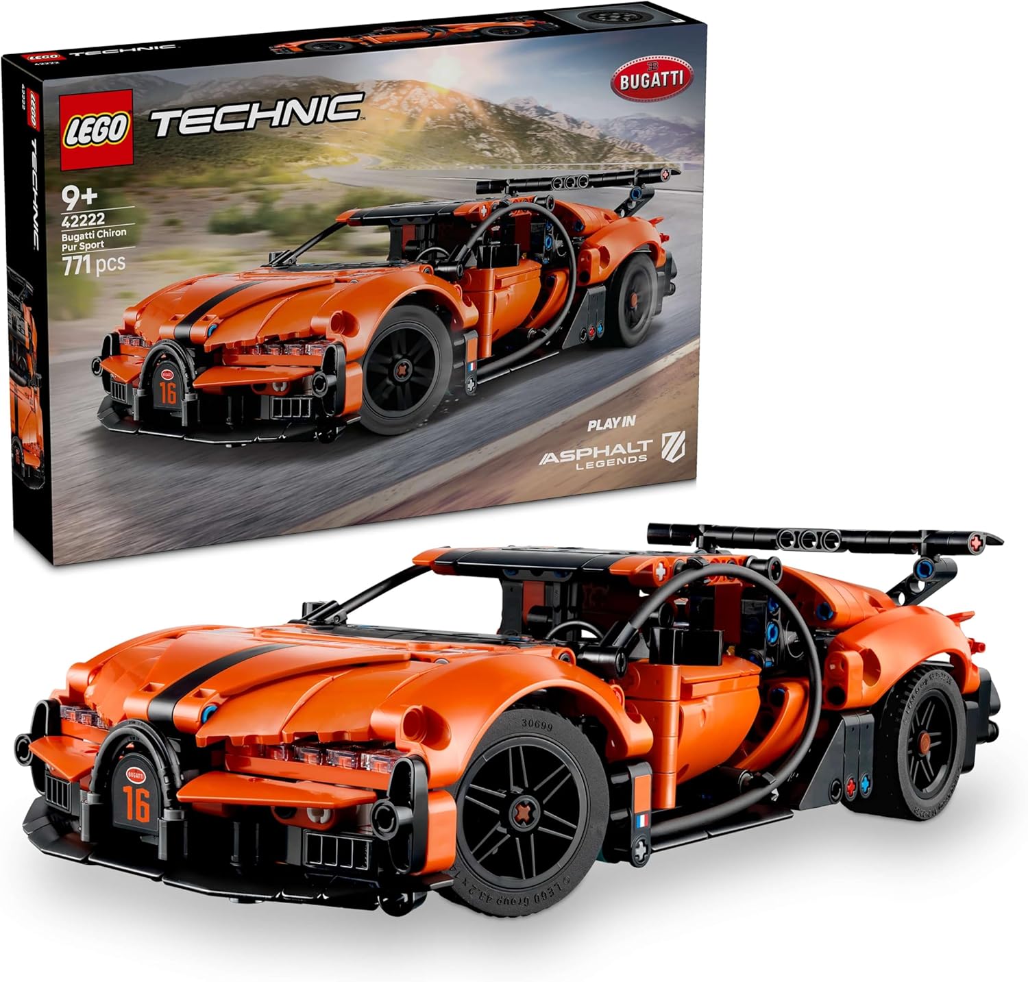 LEGO Technic Bugatti Chiron Pur Sport, 771 Pieces - Age 9+ - 42222