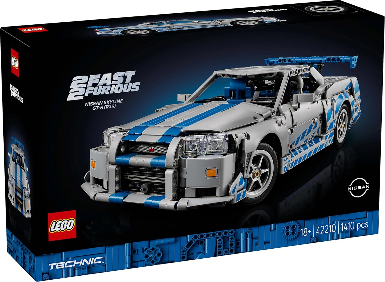 LEGO Technic -  2 Fast 2 Furious Nissan Skyline GT-R (R34), Silver/Blue (Age 18+) - 42210
