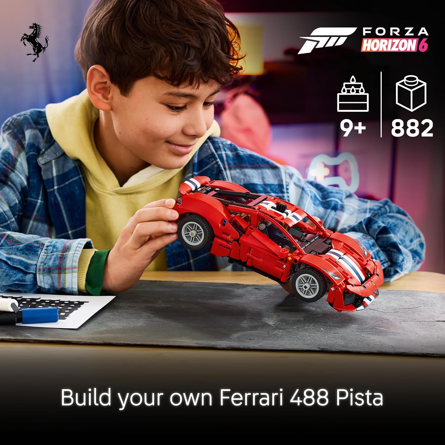 LEGO Technic Ferrari 488 PISTA, Forza Horizon 6, 882 Pieces - Age 9+ - 42235