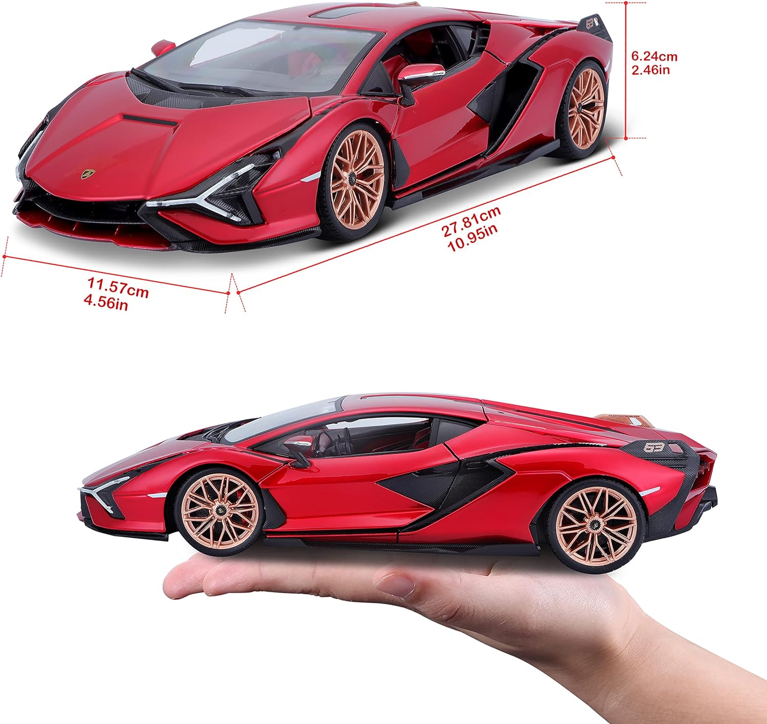 BBURAGO 1:18 Scale - Lamborghini Sian FKP 37 2019 in Red - Diecast Model Car